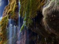 Wasservorhang an bemooster Travertinwand - Schleierfall / Saulgrub